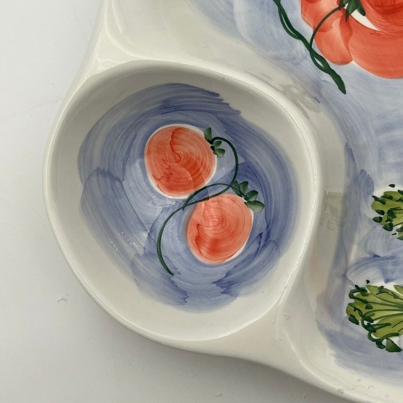 Ancora Chip & Dip 15 3/4" Large Platter Hand-Painted Mixed Veggies Made in Italy - Picture 3 of 7